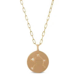 Ikuma Canadian Diamond Libra Zodiac Necklace, 14K Yellow Gold