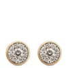 Bezel Set Two Tone Diamond Studs, 14K Yellow Gold