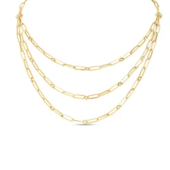 Roberto Coin Paperclip Triple Strand Necklace In 18K Yellow Gold
