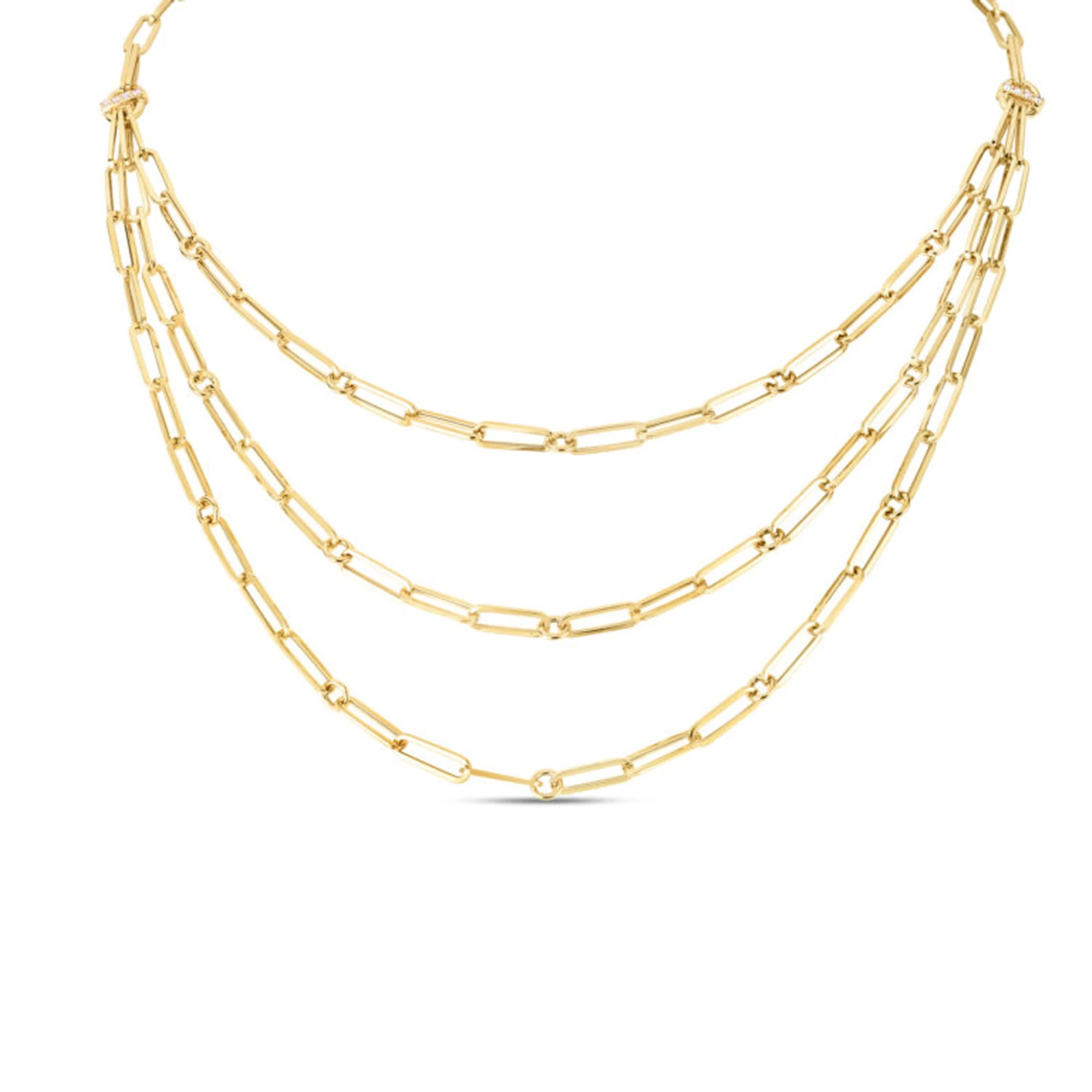 Roberto Coin Paperclip Triple Strand Necklace In 18K Yellow Gold 1 Roberto Coin Paperclip Triple Strand Necklace In 18K Yellow Gold