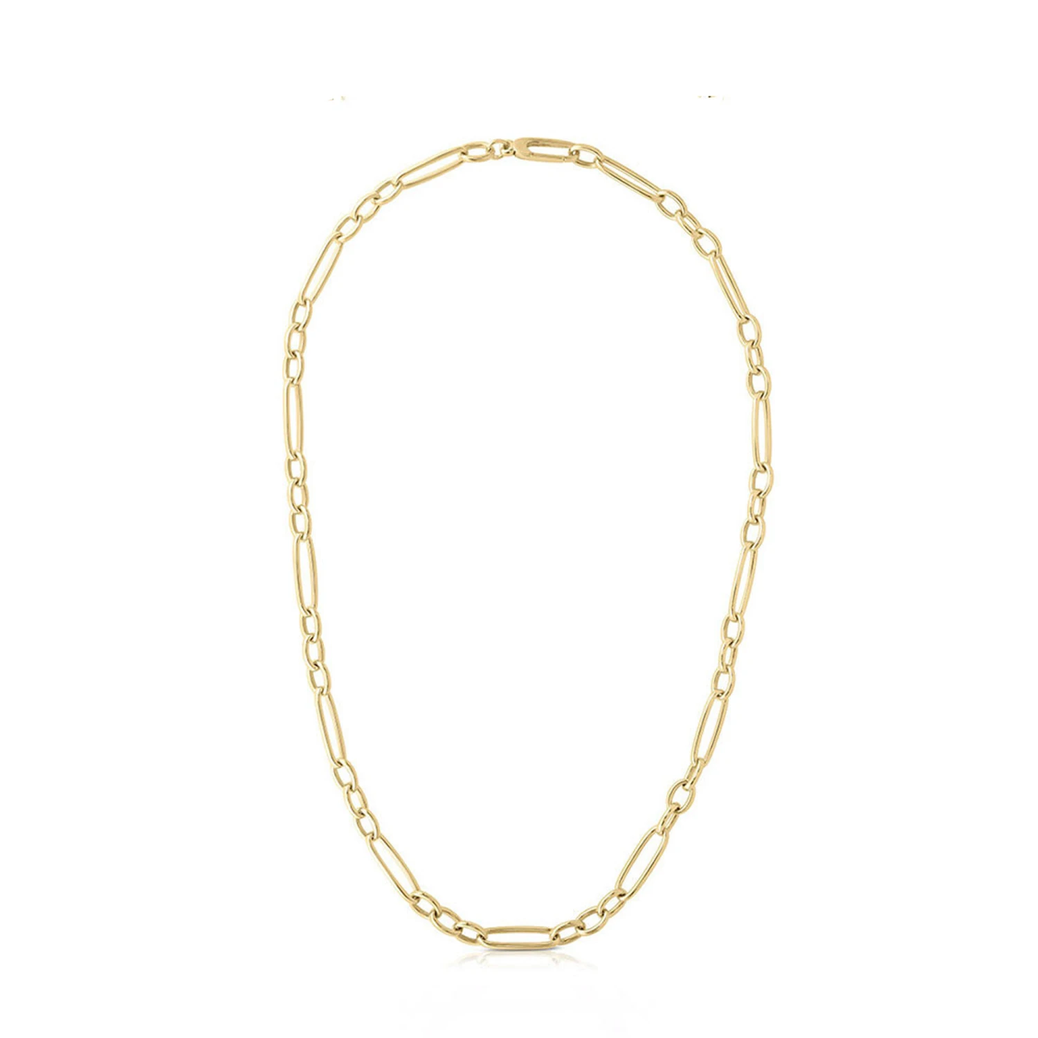 Roberto Coin Alternating Oval Link Necklace In 18K Yellow Gold 1 Roberto Coin Alternating Oval Link Necklace In 18K Yellow Gold