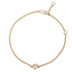 Heart Cut Diamond Bracelet, 14K Yellow Gold