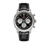 Breitling Navitimer B01 Chronograph Watch Steel Case Black Dial Black Leather Strap, 43mm
