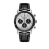 Breitling Navitimer B01 Chronograph Watch Steel Case Silver Dial, Black Leather Strap, 43mm
