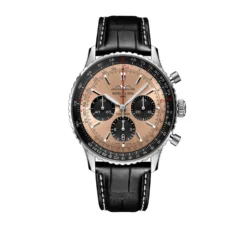 Breitling Navitimer B01 Chronograph Watch Steel Case Copper Dial Black Leather Strap, 43mm