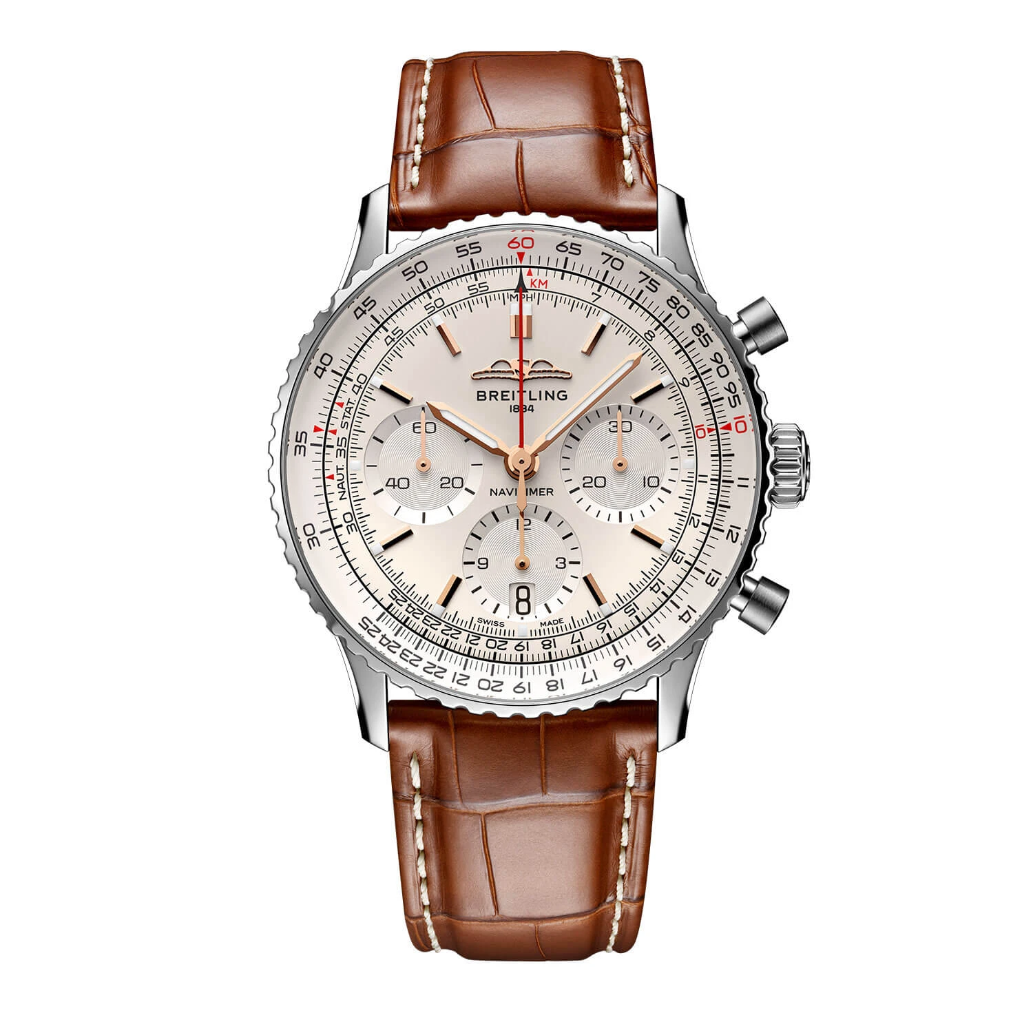 Breitling Navitimer B01 Chronograph Watch Steel Case Silver Dial Brown Leather Strap, 41mm 1 Breitling Navitimer B01 Chronograph Watch Steel Case Silver Dial Brown Leather Strap, 41mm