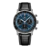 Breitling Navitimer B01 Chronograph Watch Steel Case Blue Dial Black Leather Strap, 41mm