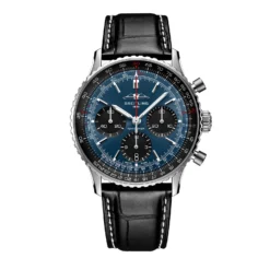 Breitling Navitimer B01 Chronograph Watch Steel Case Blue Dial Black Leather Strap, 41mm