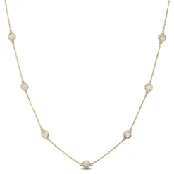 12 Diamond Stationary Pendant, 14K Yellow Gold