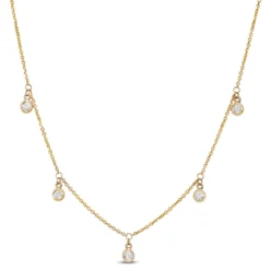 5 Diamond Stationary Pendant, 14K Yellow Gold