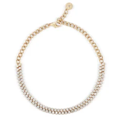 Double Row Inline Diamond Bracelet, 14K Yellow Gold