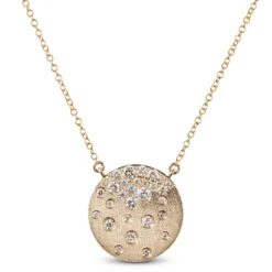 Confetti Cluster Diamond Gold Pendant, 14K Yellow Gold