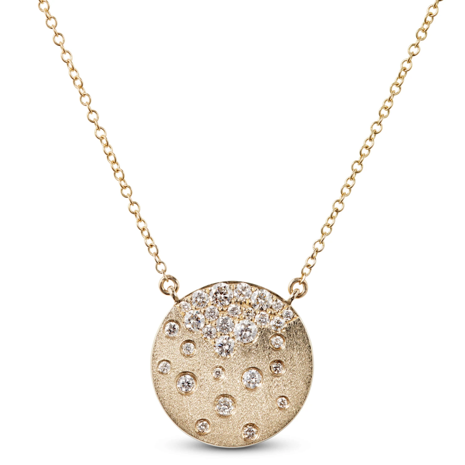 Confetti Cluster Diamond Gold Pendant, 14K Yellow Gold