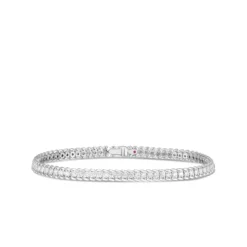 Roberto Coin Classic Diamond Ribbed Tennis Bracelet 18K White Gold. 7 Inch