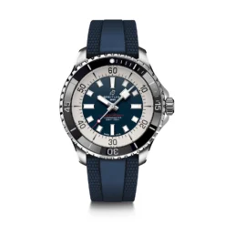 Breitling Superocean Automatic 44 Watch Steel Case Blue Dial Blue Strap, 44mm