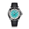 Breitling Superocean Automatic 44 Watch Steel Case Turquoise Dial Black Strap, 44mm