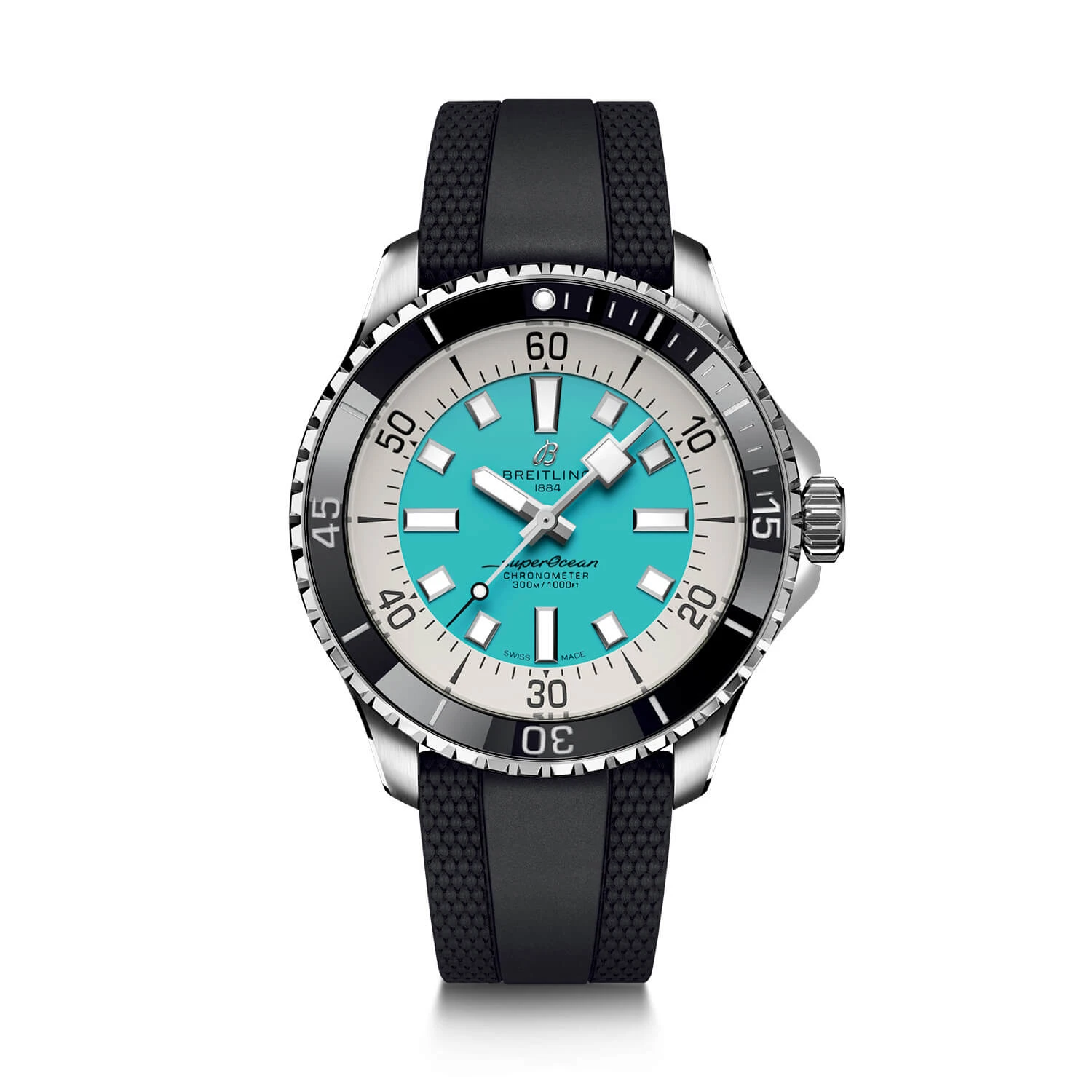 Breitling Superocean Automatic 44 Watch Steel Case Turquoise Dial Black Strap, 44mm 1 Breitling Superocean Automatic 44 Watch Steel Case Turquoise Dial Black Strap, 44mm