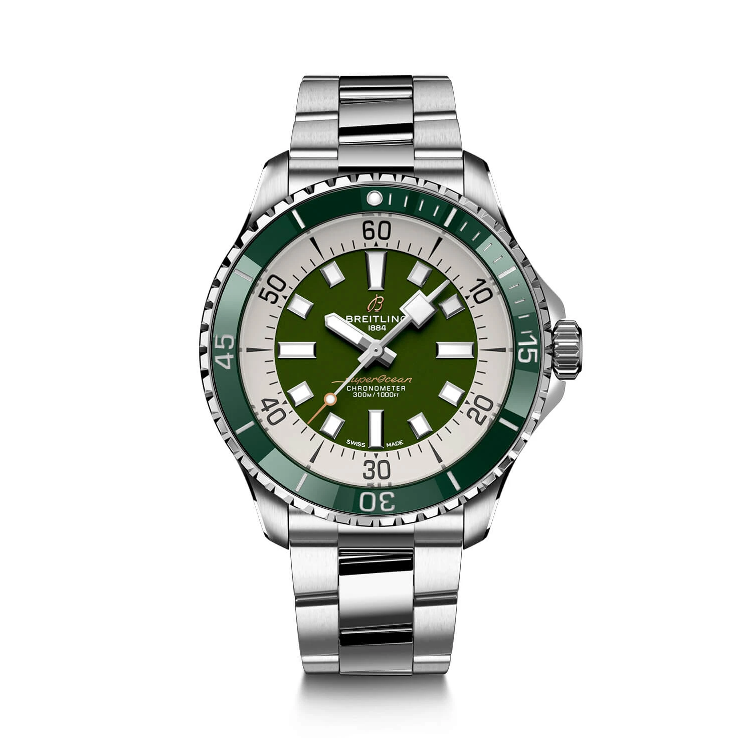 Breitling Superocean Automatic 44 Watch Steel Case Green Dial Steel Bracelet, 44mm 1 Breitling Superocean Automatic 44 Watch Steel Case Green Dial Steel Bracelet, 44mm