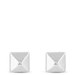Pyramid Post Studs, 14K White Gold