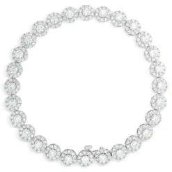 Diamond Halo Tennis Bracelet, 14K White Gold