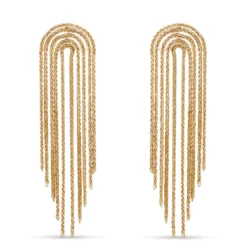 Toscano Chain Dangle Arch Earrings, 14K Yellow Gold