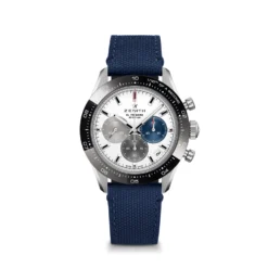 Zenith CHRONOMASTER Sport Watch White Dial Blue Rubber Strap, 41mm