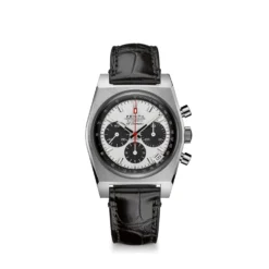 Zenith CHRONOMASTER Revival El Primero A384 Watch Silver Dial Black Leather Strap, 37mm
