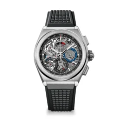 Zenith DEFY El Primero 21 Watch Open Dial Black Rubber Strap, 44mm