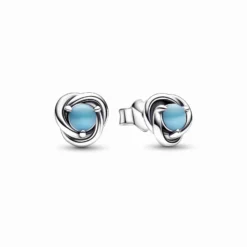 Pandora Turquoise Blue Eternity Circle Stud Earrings