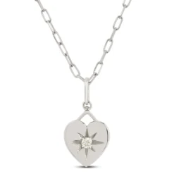 Ikuma Diamond Heart Pendant Necklace, 14K White Gold