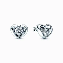 Pandora Radiant Heart & Floating Stone Stud Earrings