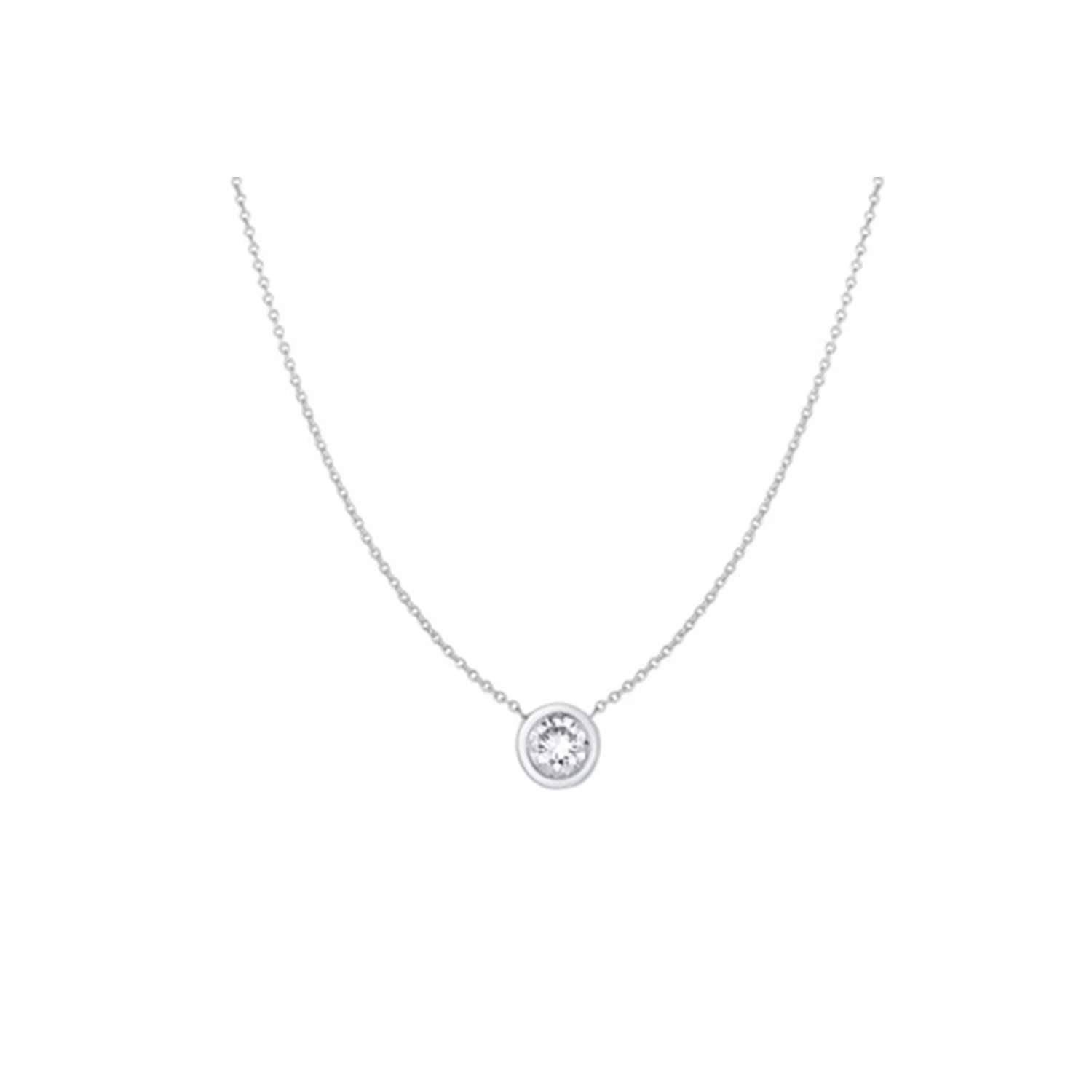 Roberto Coin Diamond Bezel Set Pendant 18K White Gold,18 Inches