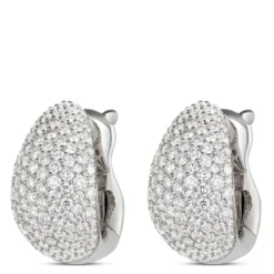 Pave Diamond Hoops, 14K White Gold