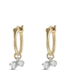 Diamond Dangle Hoop Earrings, 14K Yellow Gold