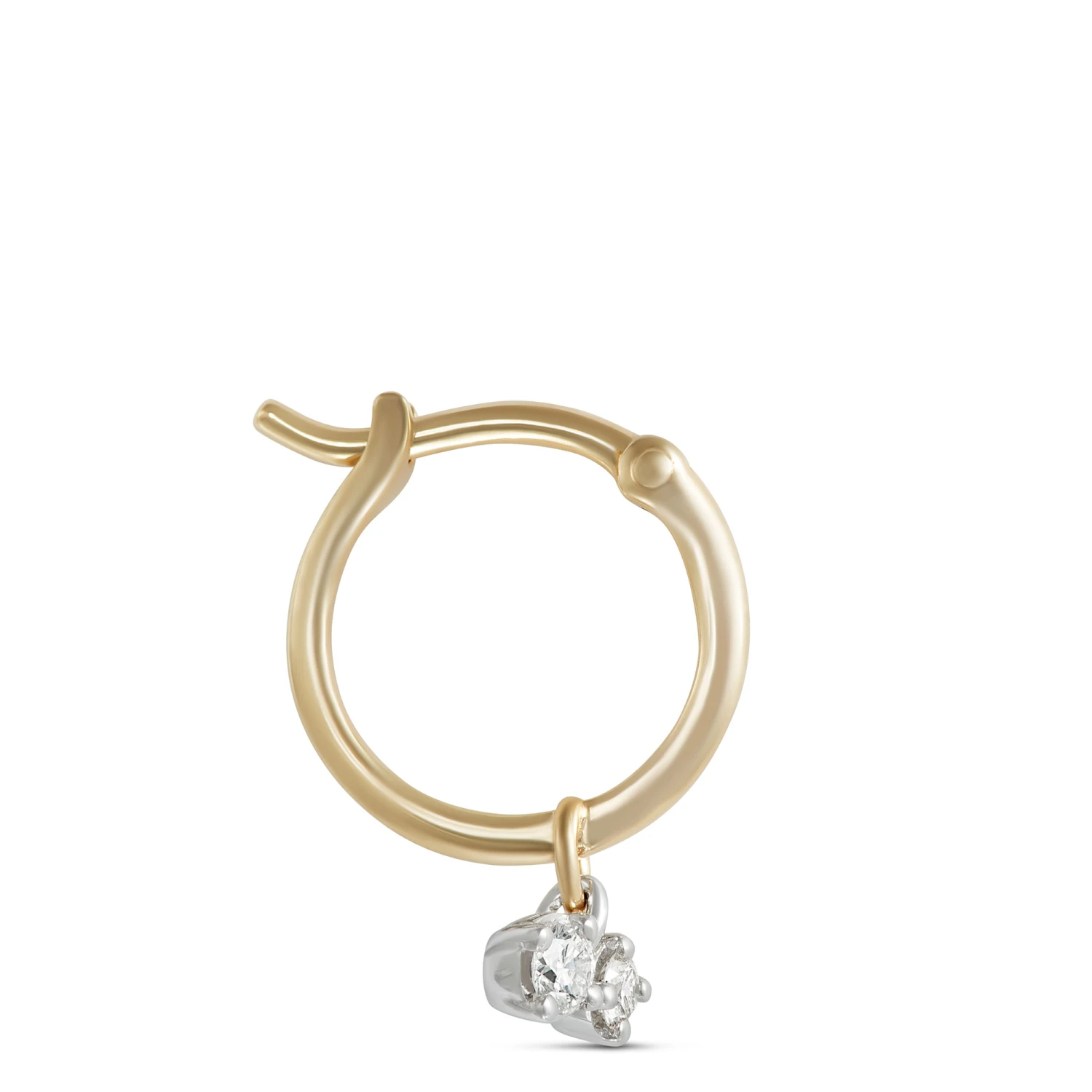 Diamond Dangle Hoop Earrings, 14K Yellow Gold 2 Diamond Dangle Hoop Earrings, 14K Yellow Gold - Image 2