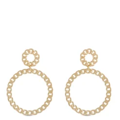 Toscano Chain Link Circle Drop Earrings, 14K Yellow Gold