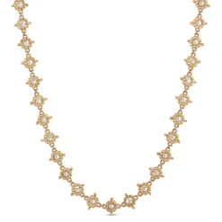 Toscano Beaded Cultured Freshwater Pearl Station Necklace, 14K Yellow Gold