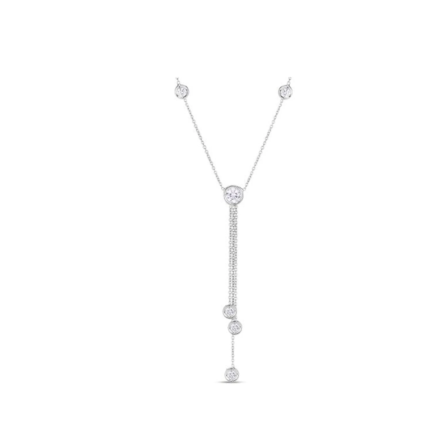 Roberto Coin Diamonds By The Inch Triple Drop Necklace In 18K White Gold 1 Roberto Coin Diamonds By The Inch Triple Drop Necklace In 18K White Gold