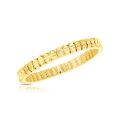 Roberto Coin Obelisco Diamond Accent Flexible Bangle 18K Yellow Gold.