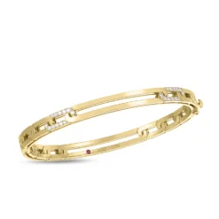 Roberto Coin Navarra Diamond Accent & Extended Link Bangle 18K Yellow Gold.