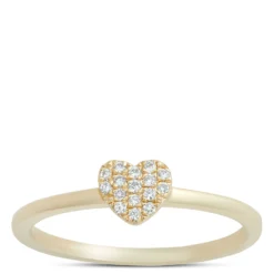 Heart-Shaped Pave Diamond Ring, 14K Yellow Gold