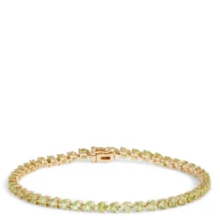 Round Peridot Bracelet, 14K Yellow Gold