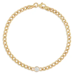 7.5-Inch Cuban Link Diamond Bracelet, 14K Yellow Gold