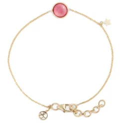 Lisa Bridge Round Pink Tourmaline And Star Dangle Bracelet, 14K Yellow Gold