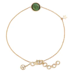 Lisa Bridge Round Tourmaline And Star Dangle Bracelet, 14K Yellow Gold