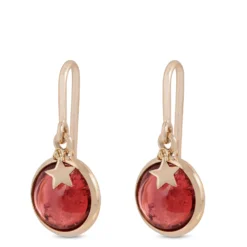 Lisa Bridge Round Pink Tourmaline Earrings With Star Overlay In 14K Yellow Gold