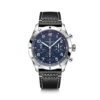 Breitling Classic AVI Chronograph Tribute To Vought F4U Corsair Watch Blue Dial Black Leather Strap, 42mm