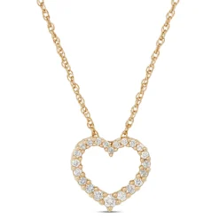 Heart Shaped Diamond Pendant Necklace, 14K Yellow Gold