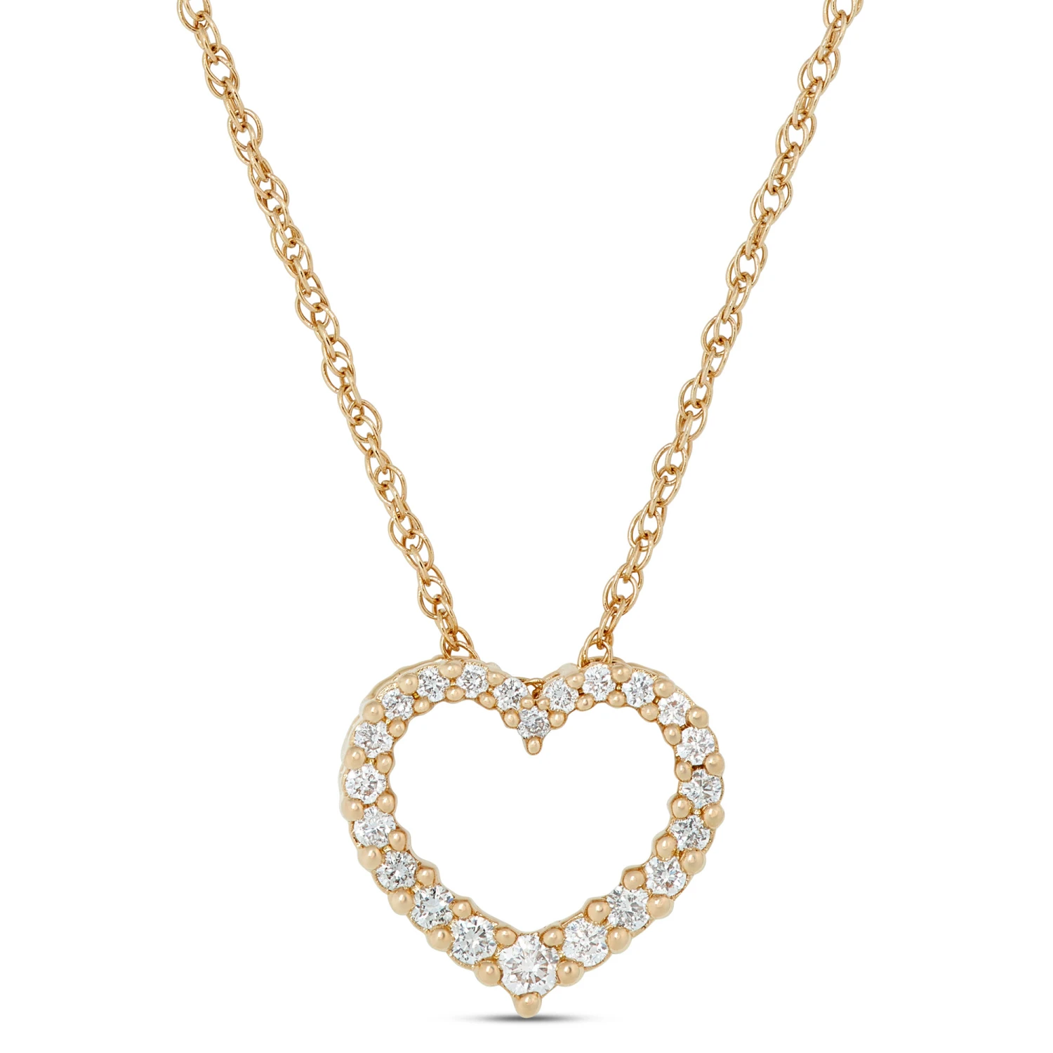Heart Shaped Diamond Pendant Necklace, 14K Yellow Gold 1 Heart Shaped Diamond Pendant Necklace, 14K Yellow Gold