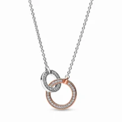 Pandora Signature Two Tone Intertwined Circles Necklace